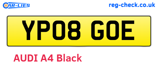 YP08GOE are the vehicle registration plates.