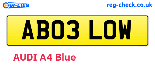 AB03LOW are the vehicle registration plates.
