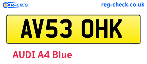 AV53OHK are the vehicle registration plates.
