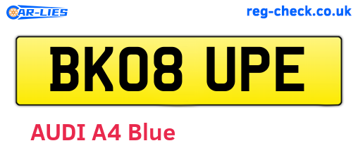 BK08UPE are the vehicle registration plates.