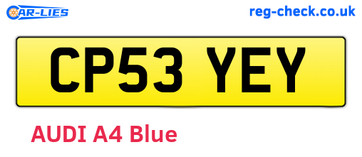 CP53YEY are the vehicle registration plates.
