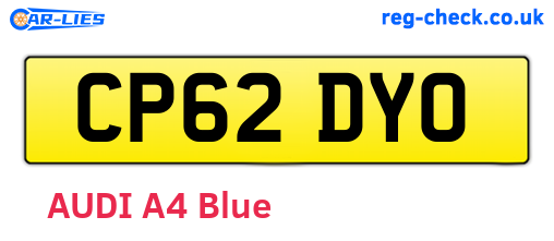 CP62DYO are the vehicle registration plates.