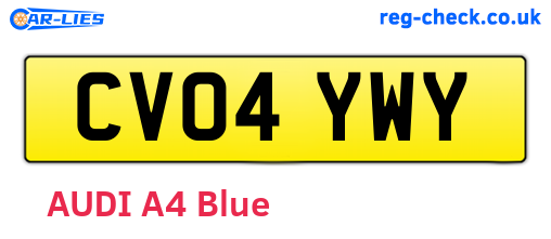 CV04YWY are the vehicle registration plates.