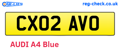 CX02AVO are the vehicle registration plates.