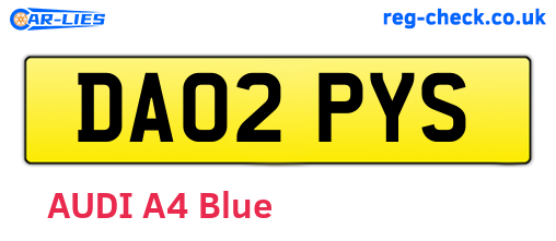 DA02PYS are the vehicle registration plates.