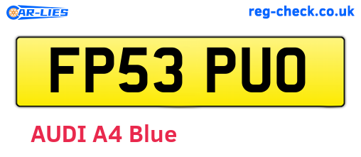 FP53PUO are the vehicle registration plates.