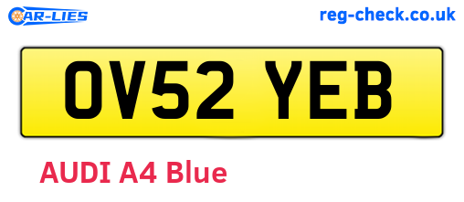 OV52YEB are the vehicle registration plates.