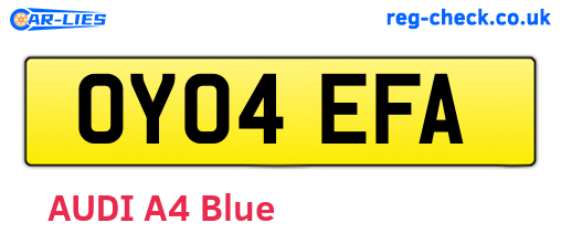 OY04EFA are the vehicle registration plates.