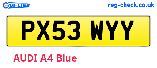 PX53WYY are the vehicle registration plates.