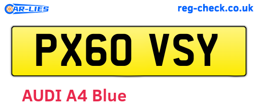 PX60VSY are the vehicle registration plates.