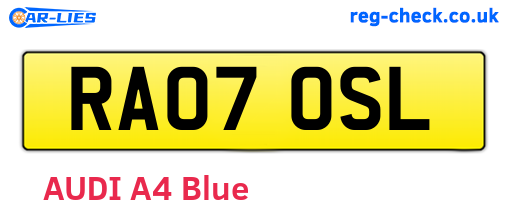 RA07OSL are the vehicle registration plates.
