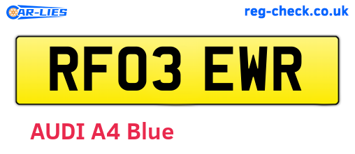 RF03EWR are the vehicle registration plates.