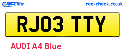 RJ03TTY are the vehicle registration plates.