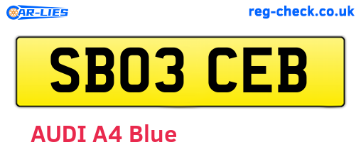 SB03CEB are the vehicle registration plates.