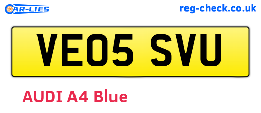 VE05SVU are the vehicle registration plates.