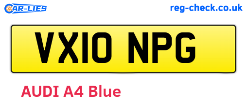VX10NPG are the vehicle registration plates.