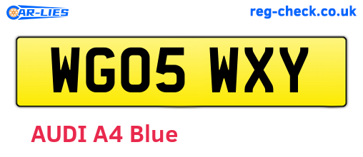 WG05WXY are the vehicle registration plates.