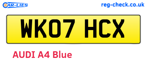 WK07HCX are the vehicle registration plates.