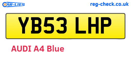 YB53LHP are the vehicle registration plates.