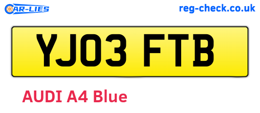 YJ03FTB are the vehicle registration plates.