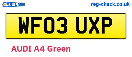 WF03UXP are the vehicle registration plates.
