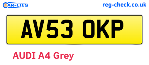 AV53OKP are the vehicle registration plates.
