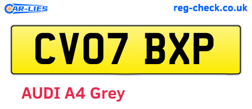 CV07BXP are the vehicle registration plates.