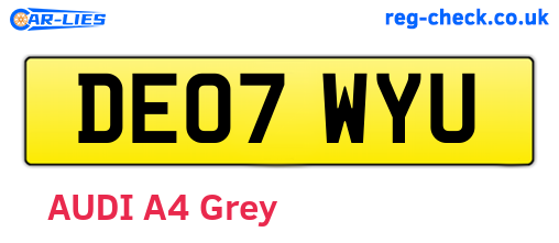 DE07WYU are the vehicle registration plates.