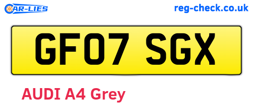 GF07SGX are the vehicle registration plates.