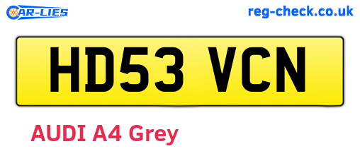 HD53VCN are the vehicle registration plates.