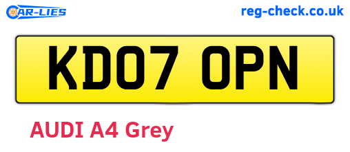 KD07OPN are the vehicle registration plates.