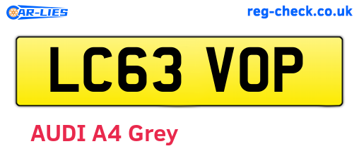 LC63VOP are the vehicle registration plates.