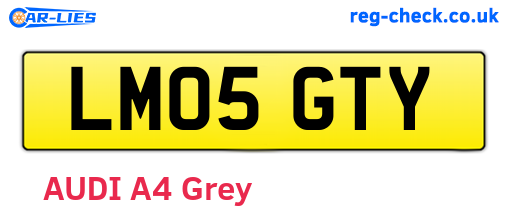 LM05GTY are the vehicle registration plates.