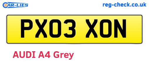 PX03XON are the vehicle registration plates.