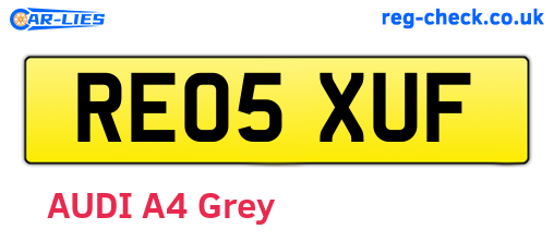 RE05XUF are the vehicle registration plates.