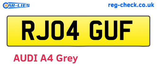 RJ04GUF are the vehicle registration plates.