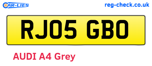 RJ05GBO are the vehicle registration plates.