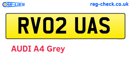 RV02UAS are the vehicle registration plates.