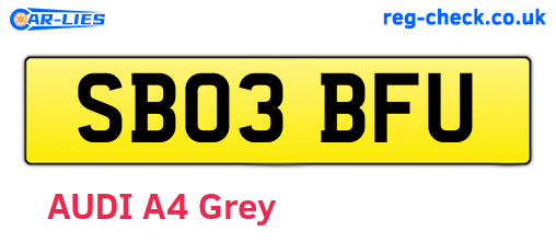 SB03BFU are the vehicle registration plates.