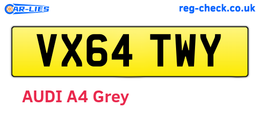 VX64TWY are the vehicle registration plates.