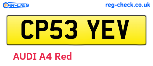 CP53YEV are the vehicle registration plates.