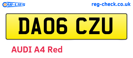 DA06CZU are the vehicle registration plates.