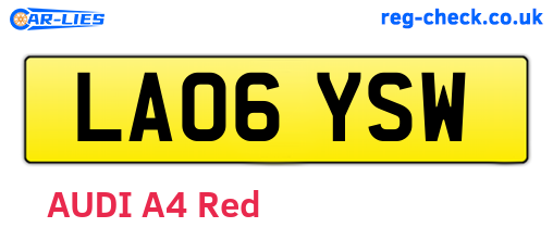 LA06YSW are the vehicle registration plates.