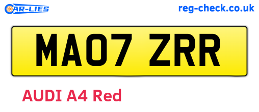 MA07ZRR are the vehicle registration plates.