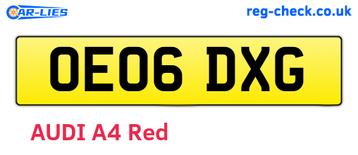 OE06DXG are the vehicle registration plates.