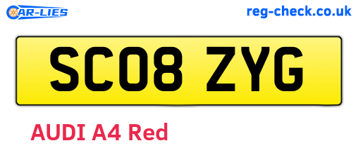 SC08ZYG are the vehicle registration plates.