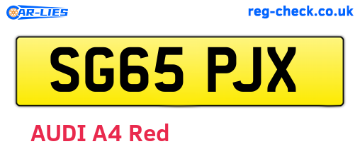 SG65PJX are the vehicle registration plates.