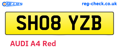 SH08YZB are the vehicle registration plates.