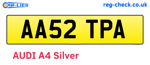 AA52TPA are the vehicle registration plates.