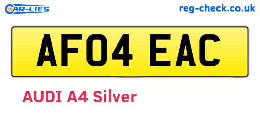 AF04EAC are the vehicle registration plates.